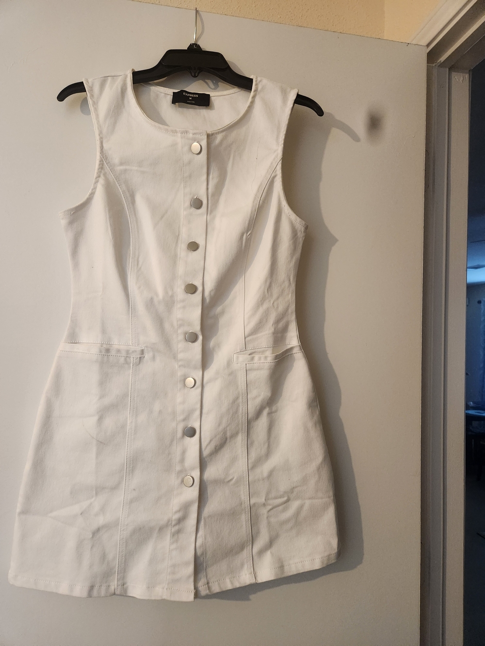 Express White Button-Front Mini Dress